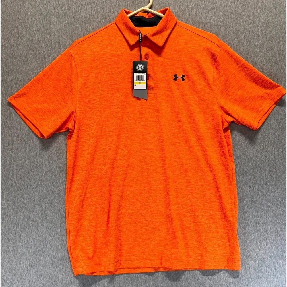 Under Armour Camisa Playoff Polo Shirt Mens Medium Heather Orange Stretch Golf